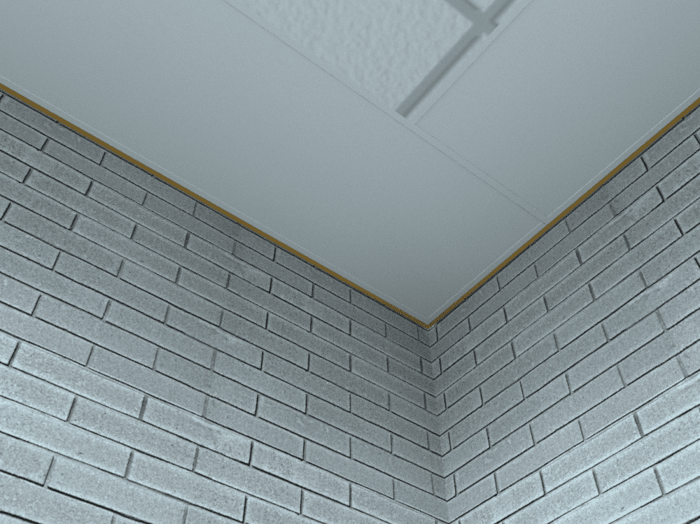 A rendered image of a Solray DM Perimeter panel in a ceiling