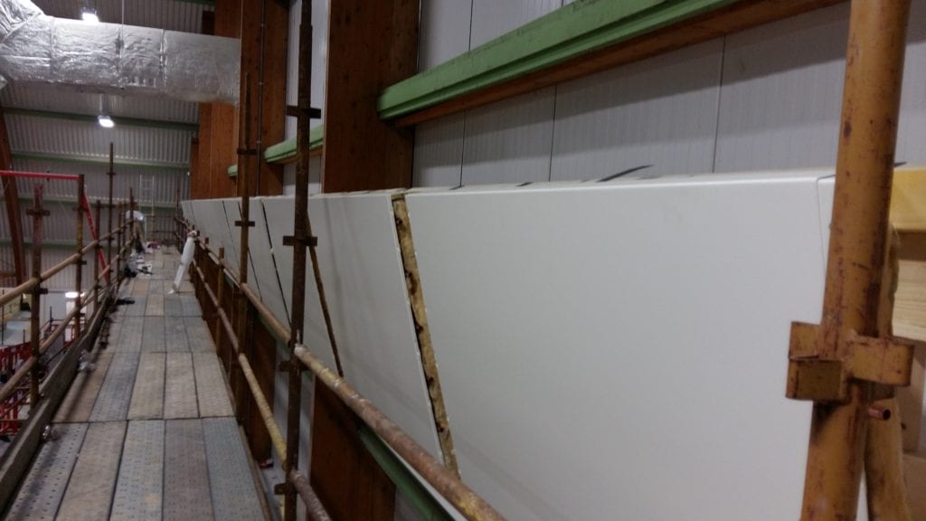 Solray Angled Wall Panels being installed at Dick McTaggart Gymnastics Centre